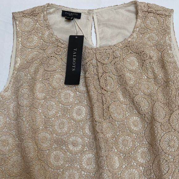 Talbots Sleeveless Golden Lace Blouse Size 2P New - Picture 4 of 14